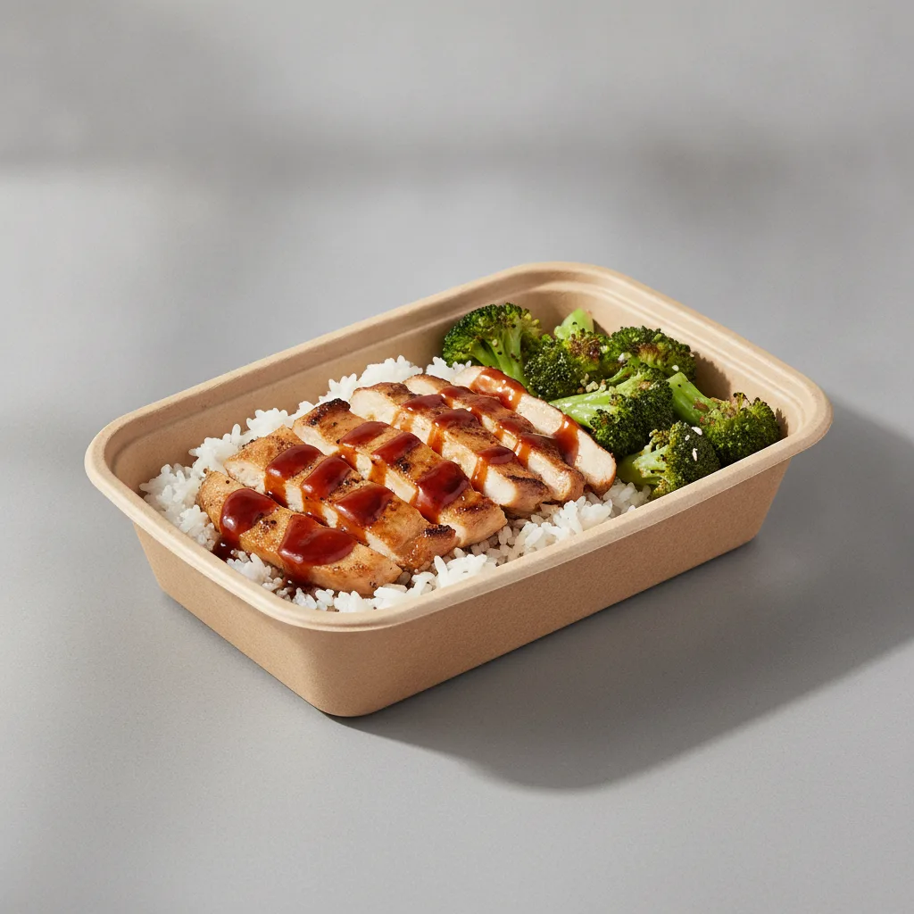 Trash Panda Bowl Box - White Rice, Grilled Chicken, Teriyaki and Garlic Broccoli