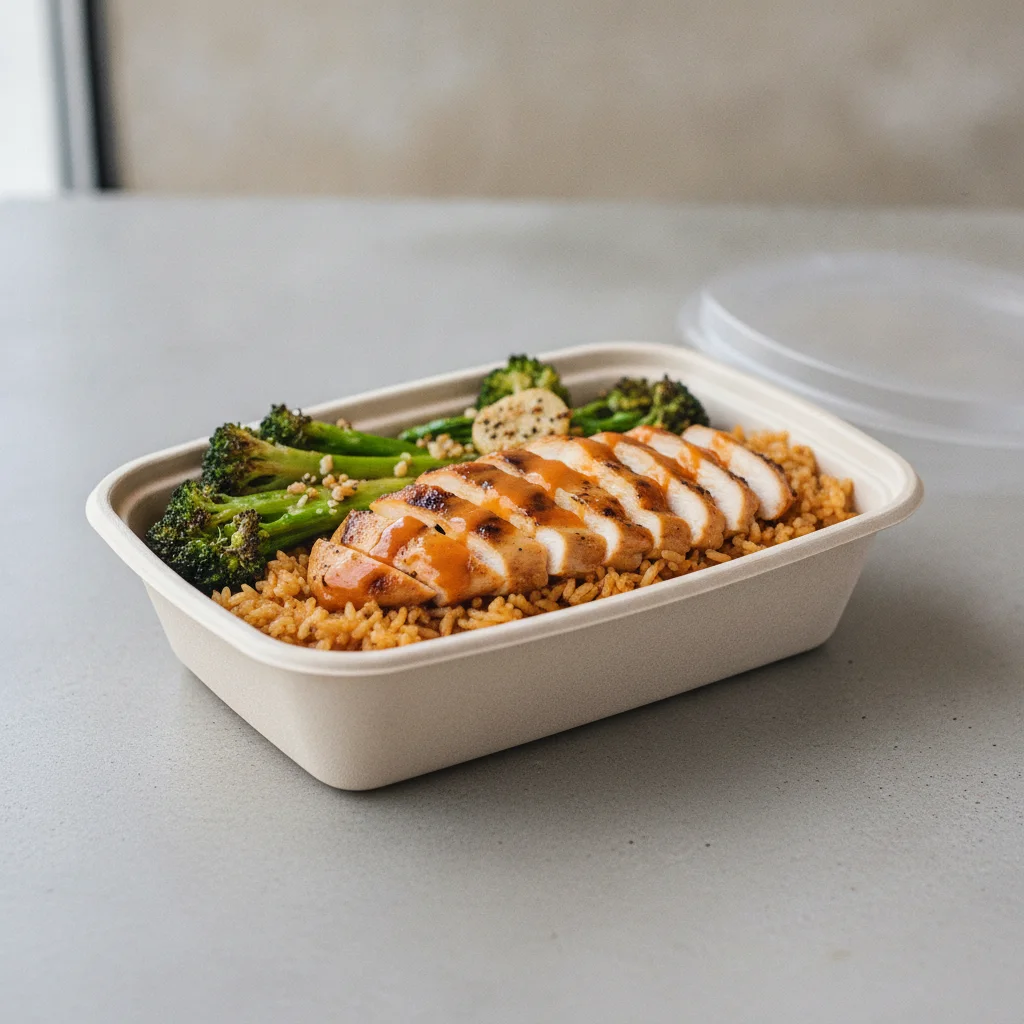 Trash Panda Bowl Box - Fried Rice, Grilled Chicken, Orange Sauce and Garlic Broccoli