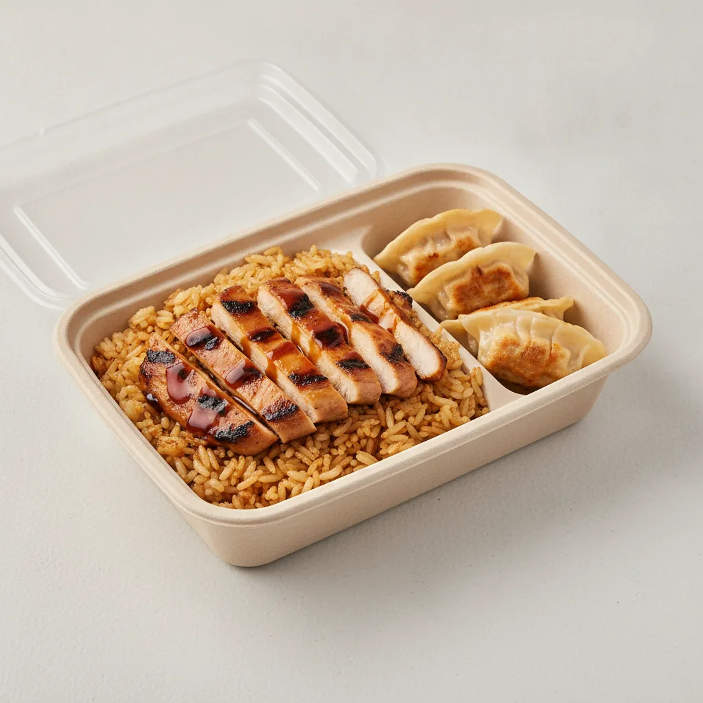 Trash Panda Bowl Box - Fried Rice, Grilled Chicken, Teriyaki and Mini Chicken Dumplings