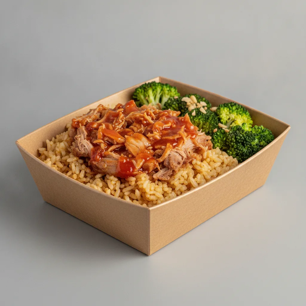 Trash Panda Bowl Box - Fried Rice, Pulled Pork, Sweet and Sour and Garlic Broccoli