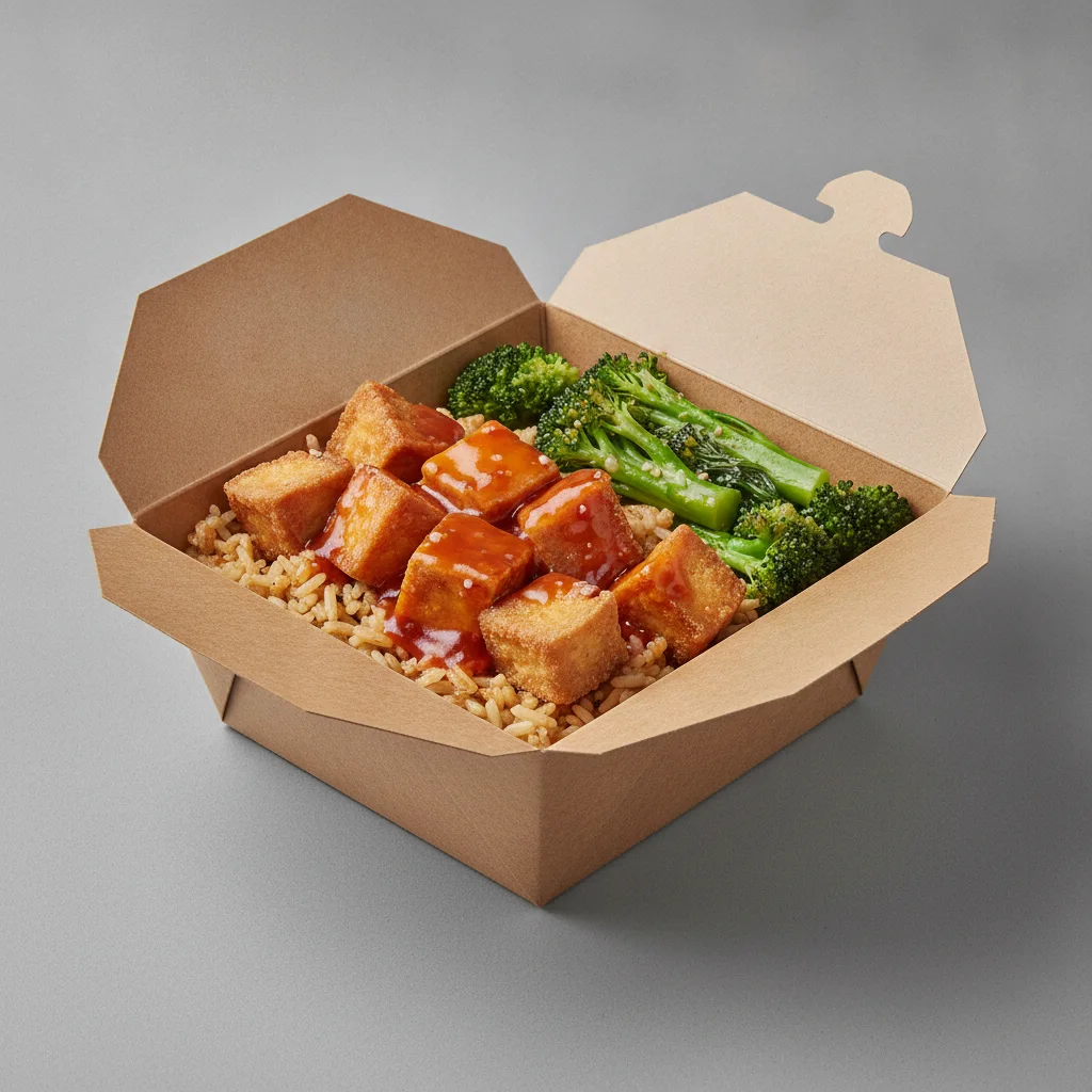 Trash Panda Bowl Box - Fried Rice, Fried Tofu, Sweet and Sour and Garlic Broccoli