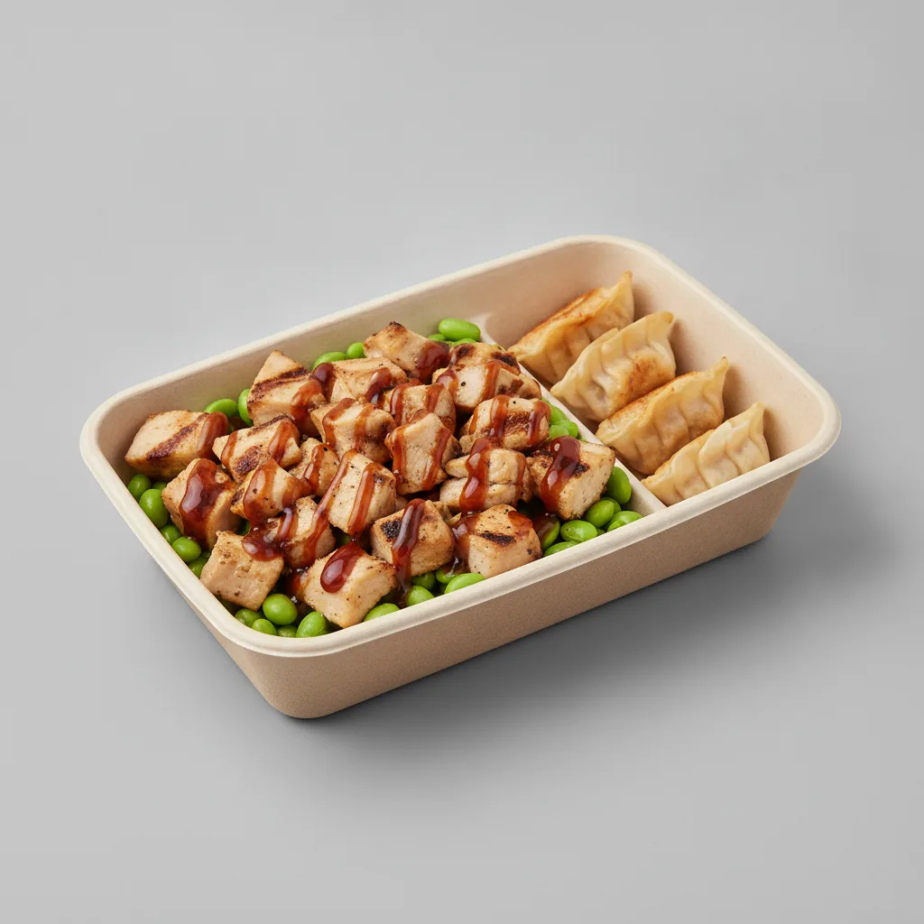 Trash Panda Bowl Box - Edamame Salad, Grilled Chicken, Teriyaki and Mini Chicken Dumplings