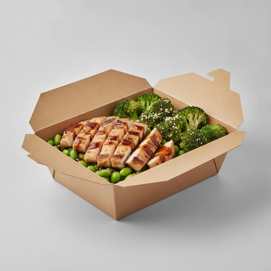 Trash Panda Bowl Box - Edamame Salad, Grilled Chicken, Teriyaki and Garlic Broccoli