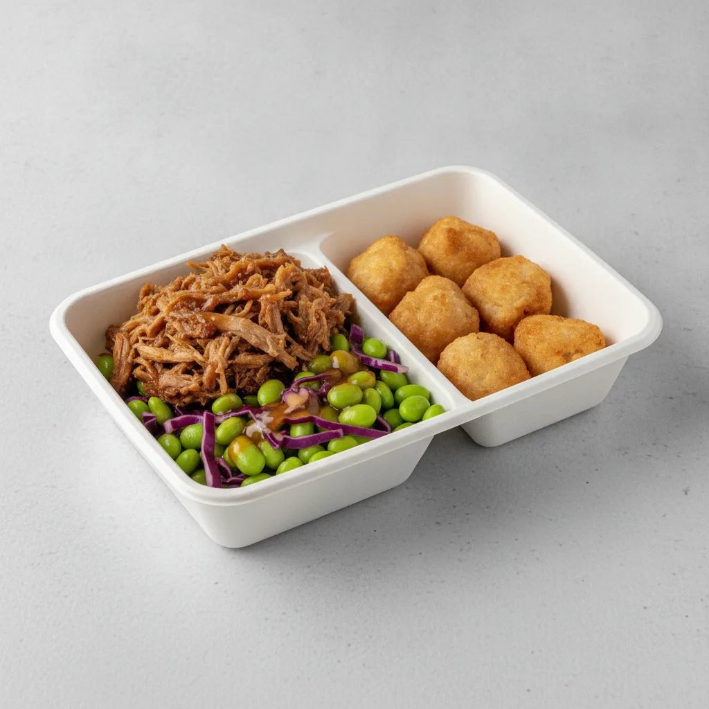 Trash Panda Bowl Box - Edamame Salad, Pulled Pork, Sweet and Sour and Mini Chicken Dumplings