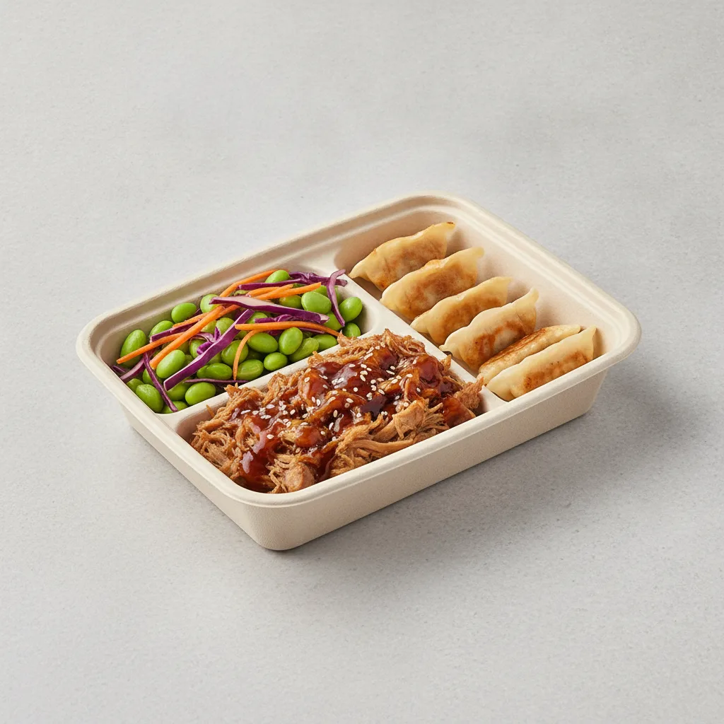 Trash Panda Bowl Box - Edamame Salad, Pulled Pork, Teriyaki and Mini Chicken Dumplings