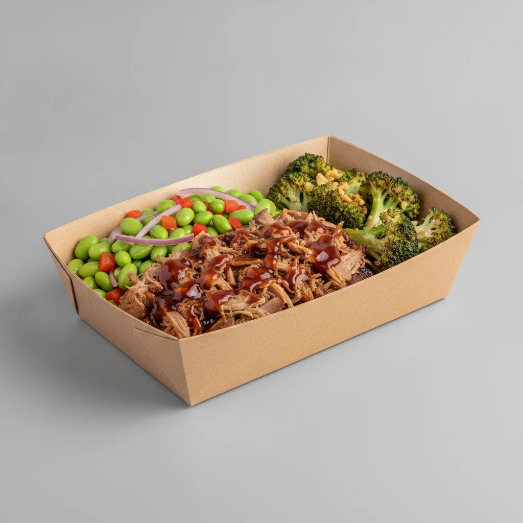 Trash Panda Bowl Box - Edamame Salad, Pulled Pork, Teriyaki and Garlic Broccoli
