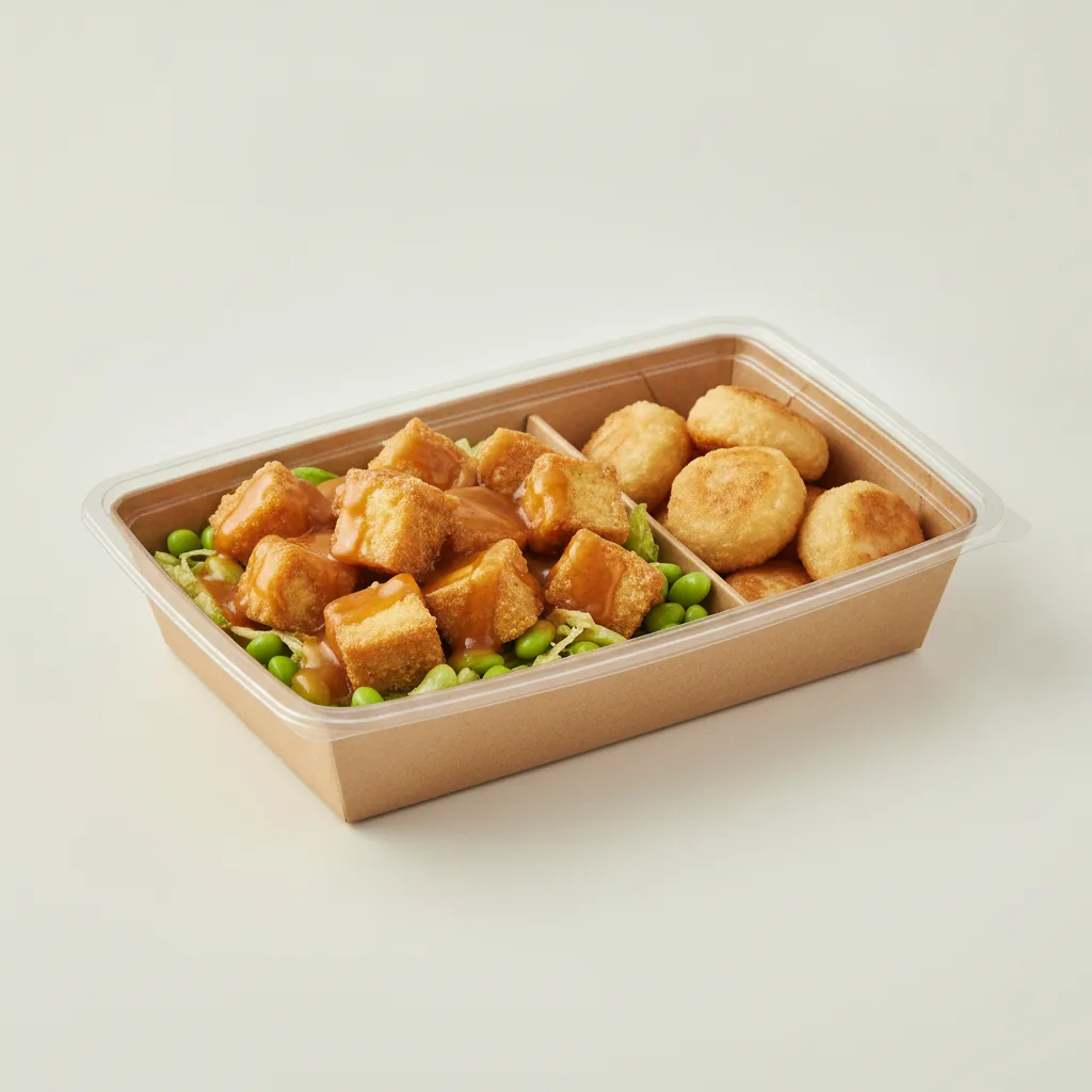 Trash Panda Bowl Box - Edamame Salad, Fried Tofu, Sweet and Sour and Mini Chicken Dumplings