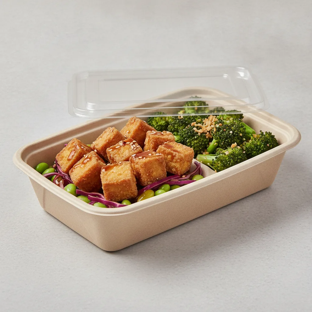 Trash Panda Bowl Box - Edamame Salad, Fried Tofu, Teriyaki and Garlic Broccoli