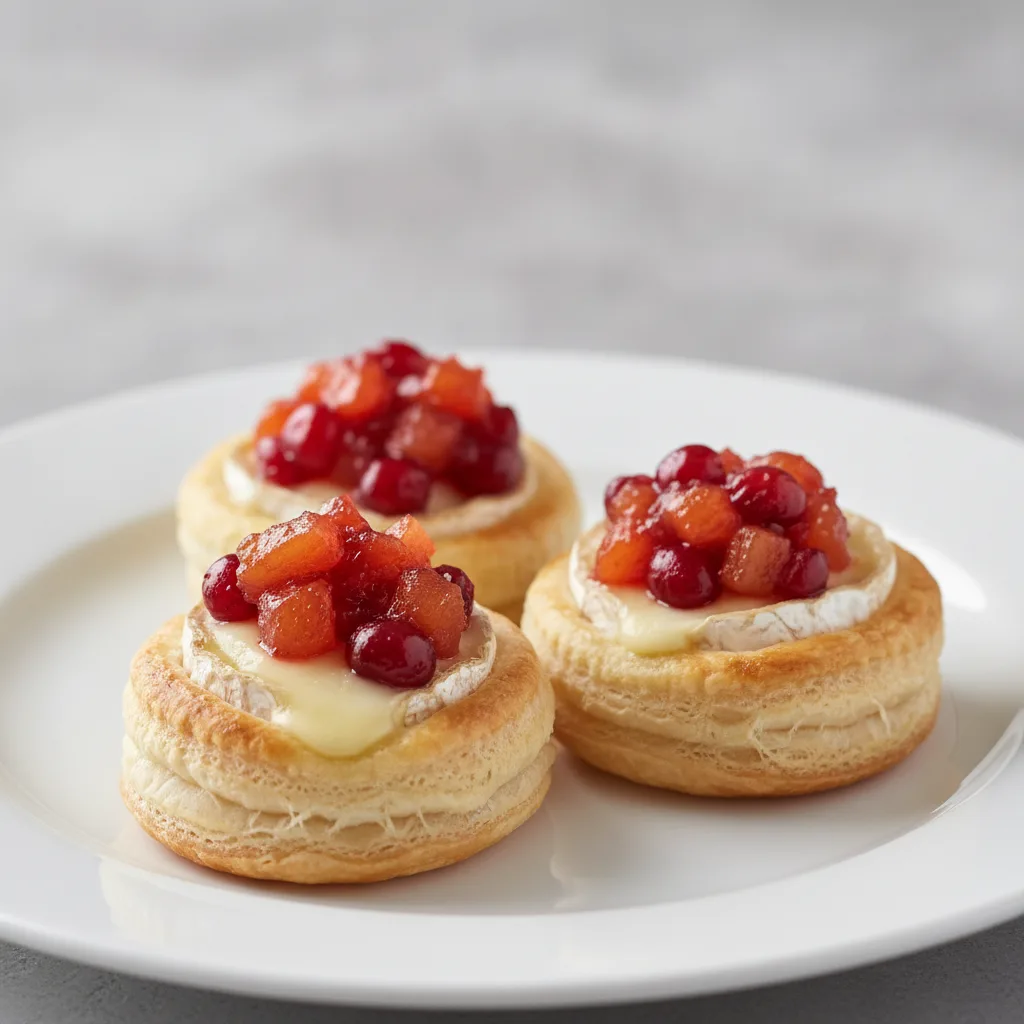 Mini Brie In Puff Pastry Cups with Cranberry and Persimmon Compote Mini Brie In Puff Pastry Cups with Cranberry and Persimmon Compote