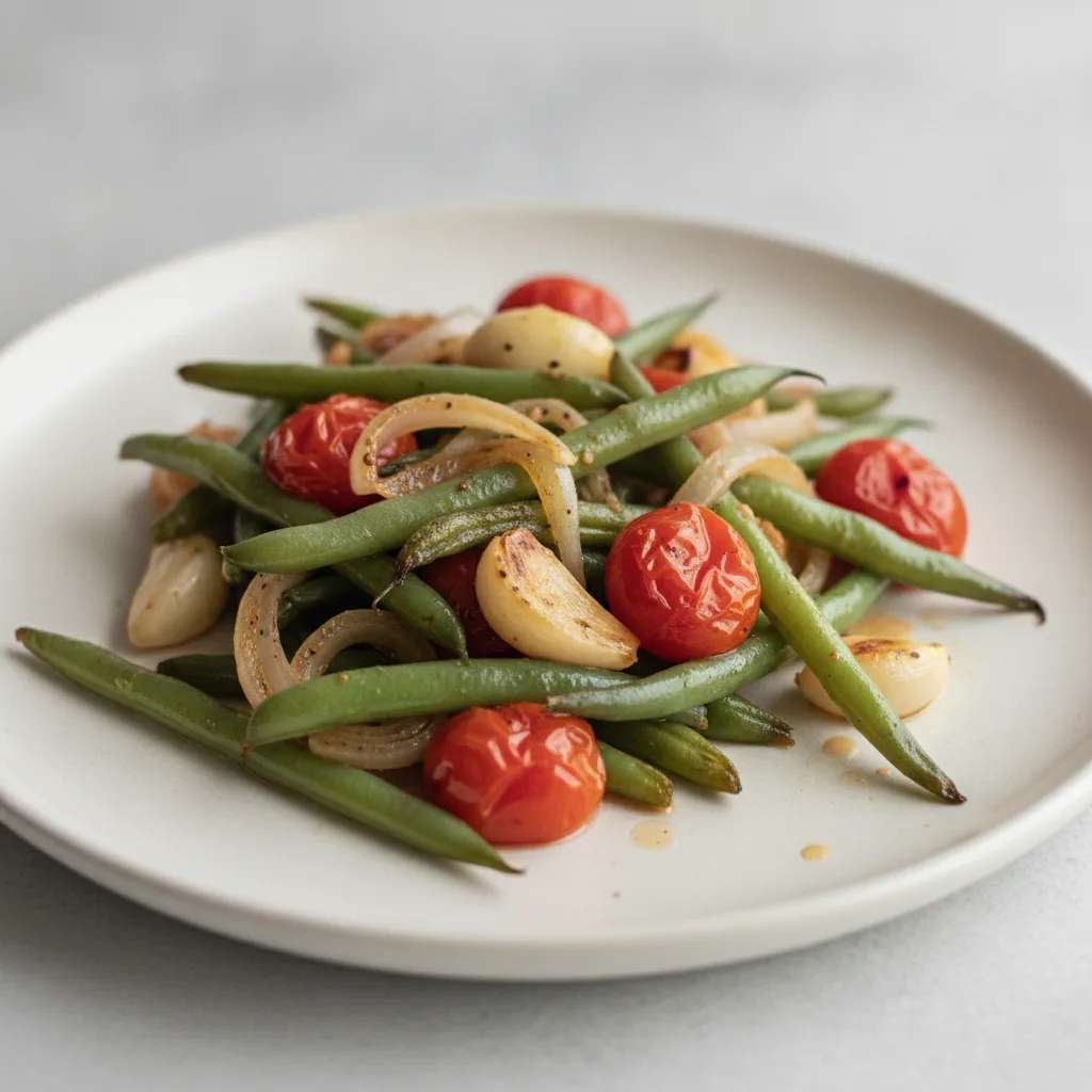 Roasted Green Beans with Garlic and Shallots and Cherry Tomatoes Roasted Green Beans with Garlic and Shallots and Cherry Tomatoes