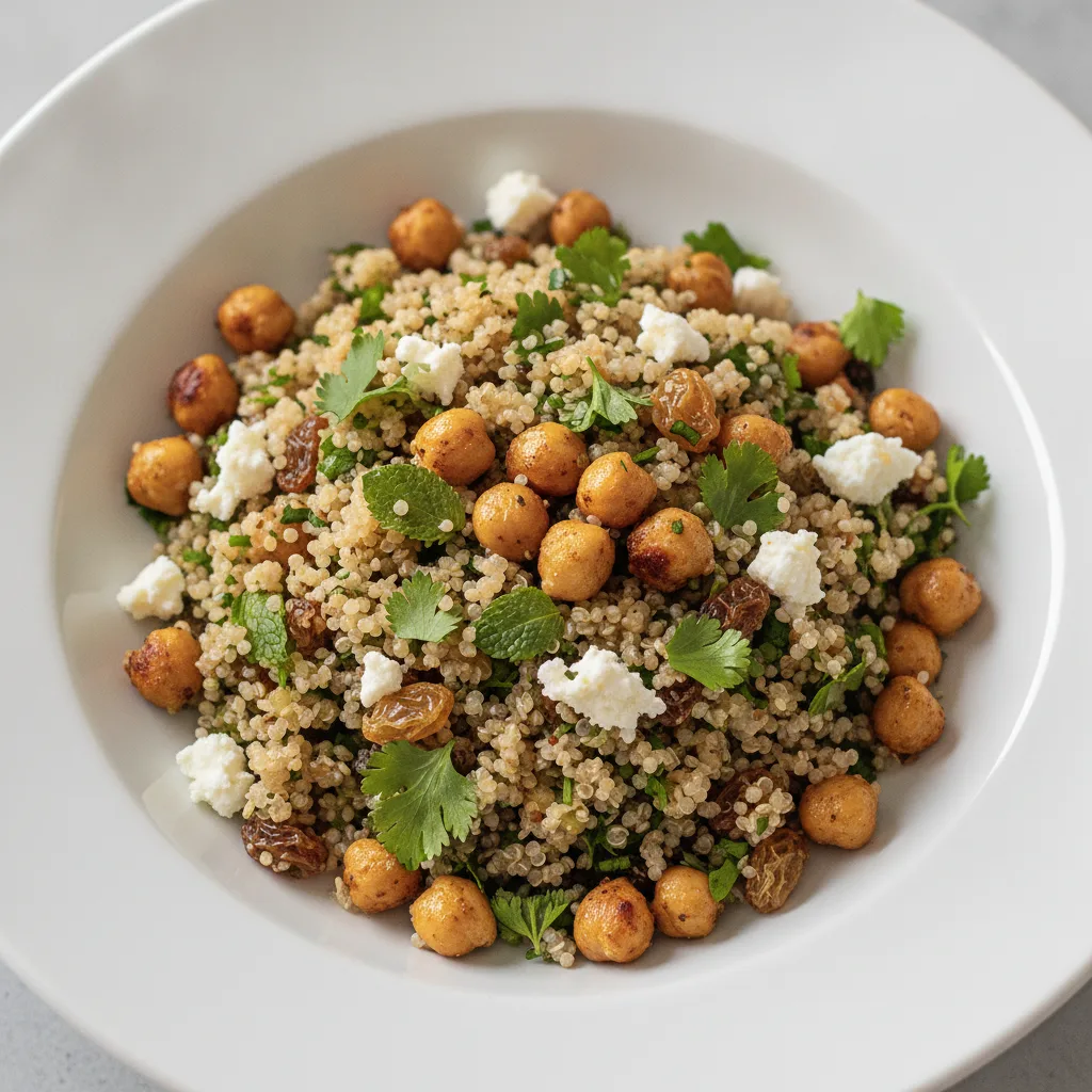 Quinoa with Herbs, Chickpeas, Raisins, Goat Cheese Quinoa with Herbs, Chickpeas, Raisins, Goat Cheese
