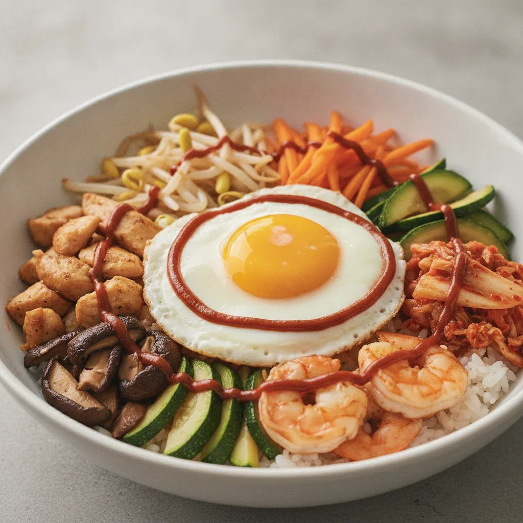 Korean Bibimbap with Chicken & Shrimp Korean Bibimbap with Chicken & Shrimp