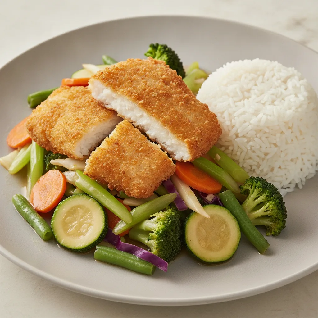 Mixed Vegetable Entree with Crispy Fish Mixed Vegetable Entree with Crispy Fish