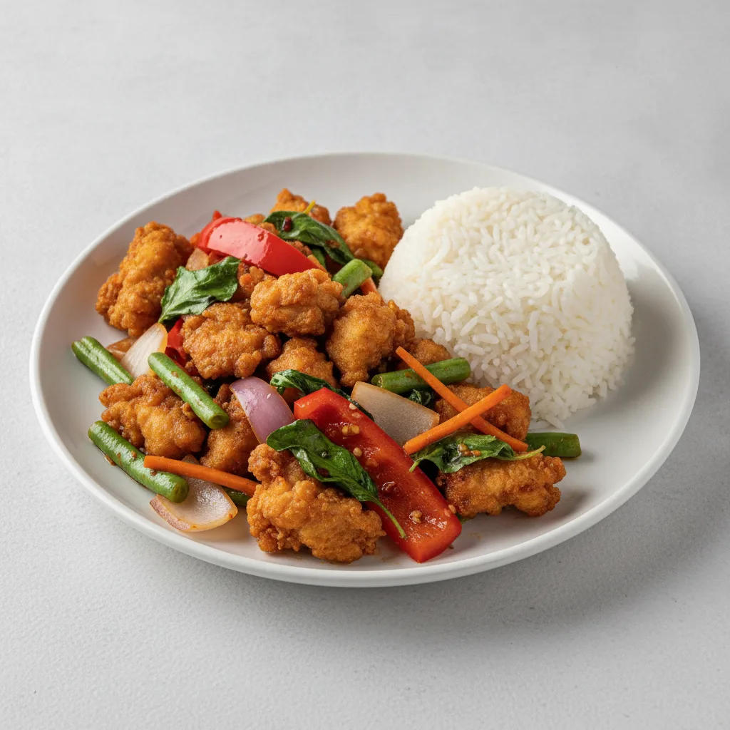 Spicy Basil Entree with Crispy Chicken Spicy Basil Entree with Crispy Chicken