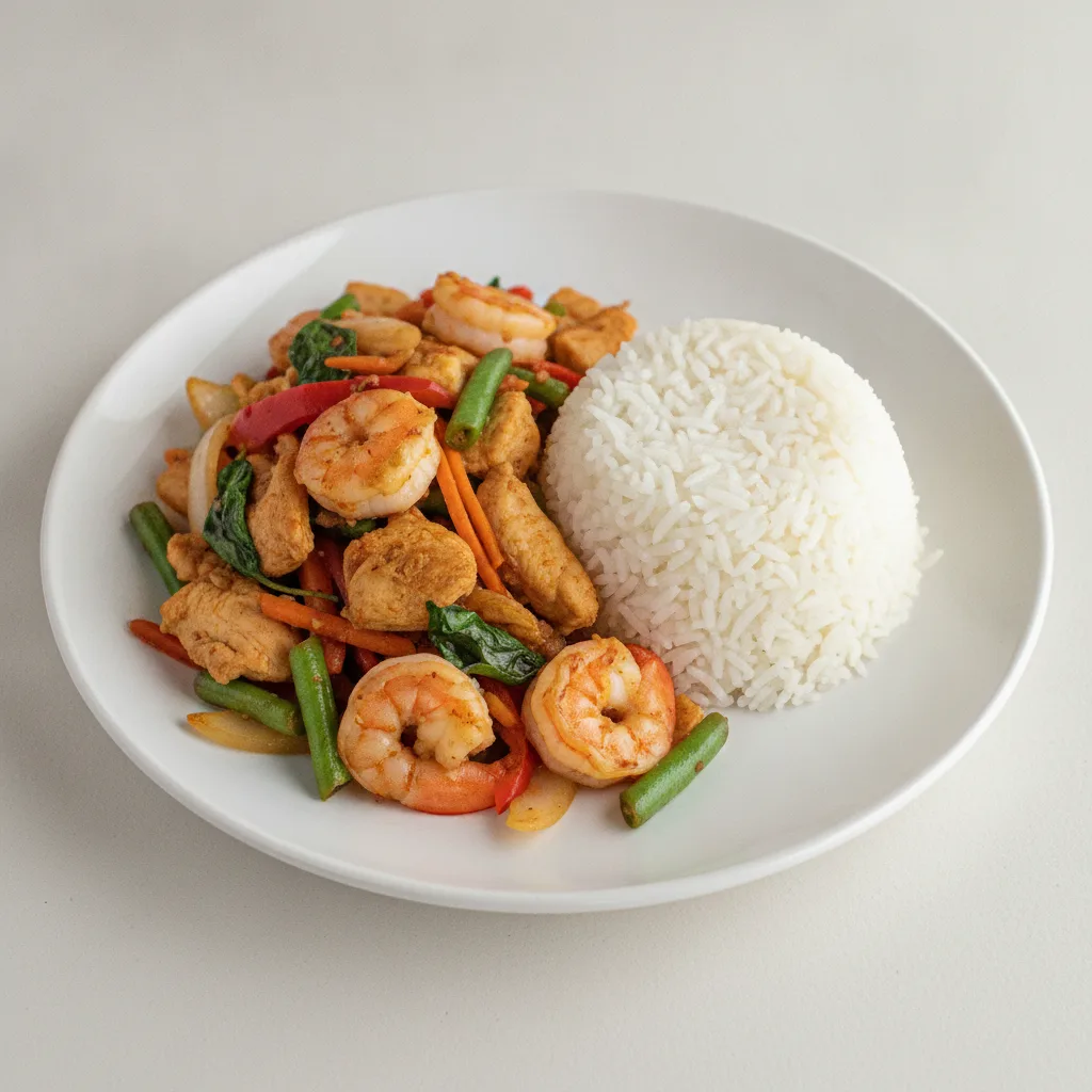 Spicy Basil Entree with Chicken & Shrimp Spicy Basil Entree with Chicken & Shrimp