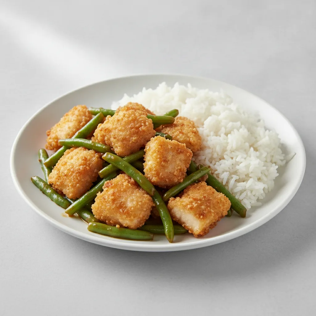 String Bean Entree with Crispy Fish String Bean Entree with Crispy Fish