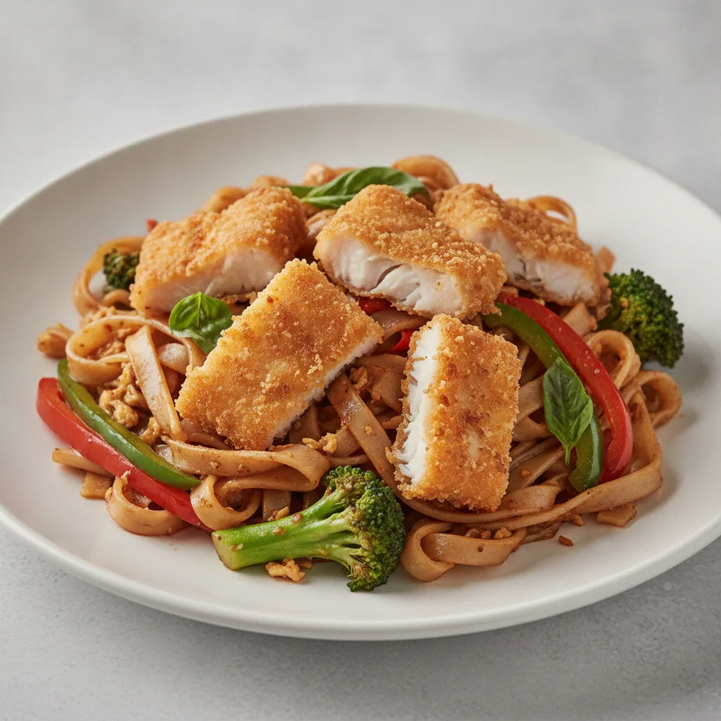 Drunken Noodles with Crispy Fish Drunken Noodles with Crispy Fish