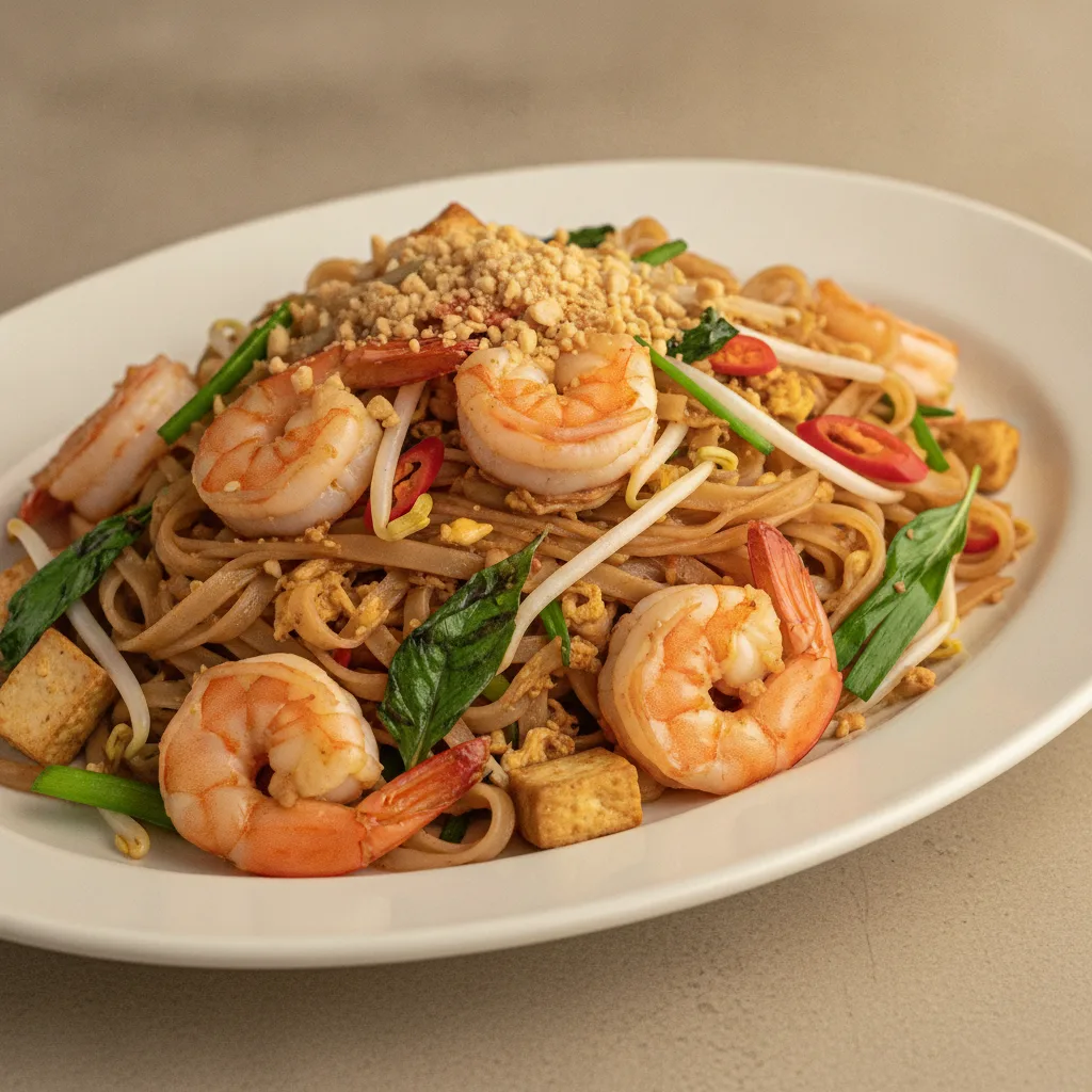 Basil Pad Thai with Shrimp Basil Pad Thai with Shrimp
