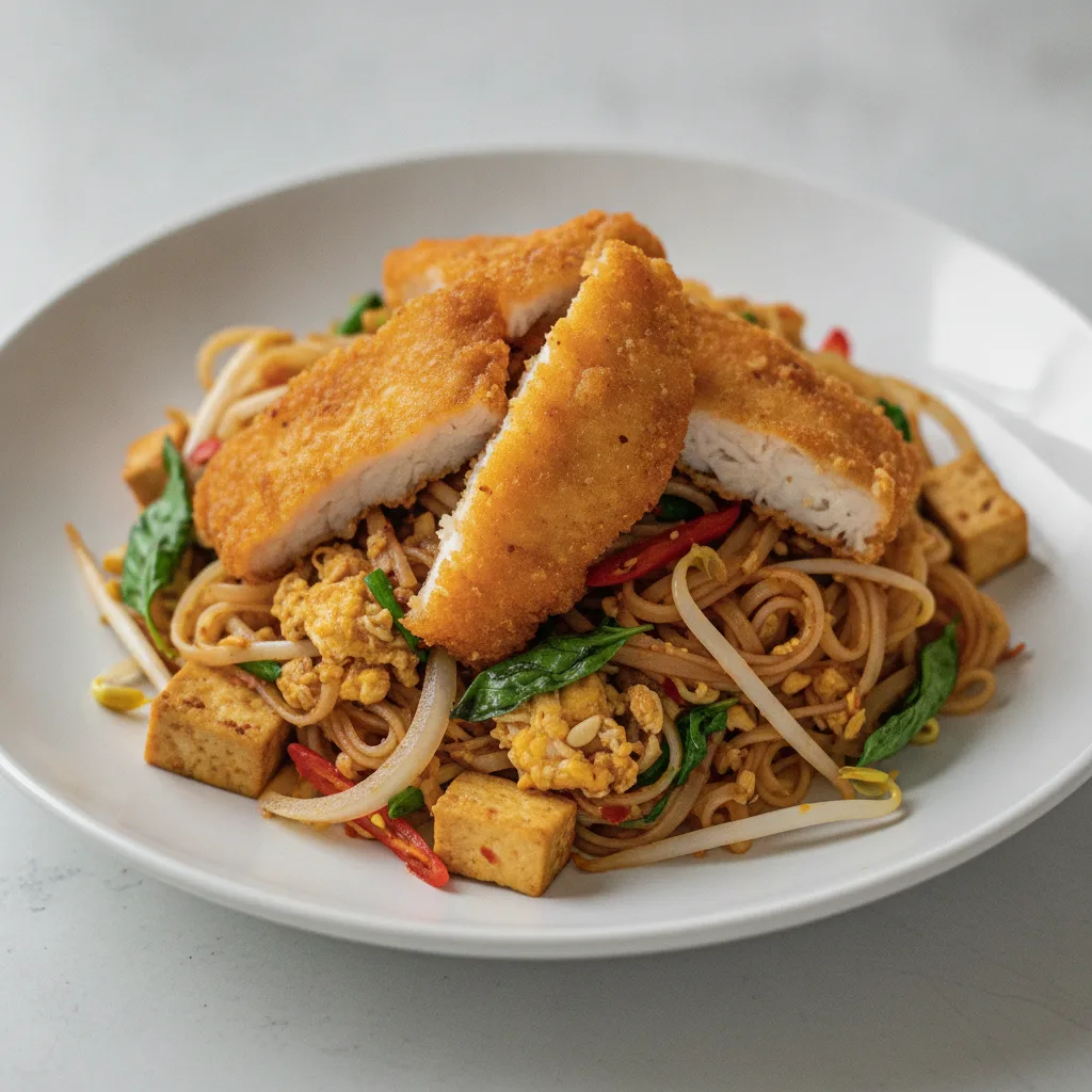 Basil Pad Thai with Crispy Fish Basil Pad Thai with Crispy Fish