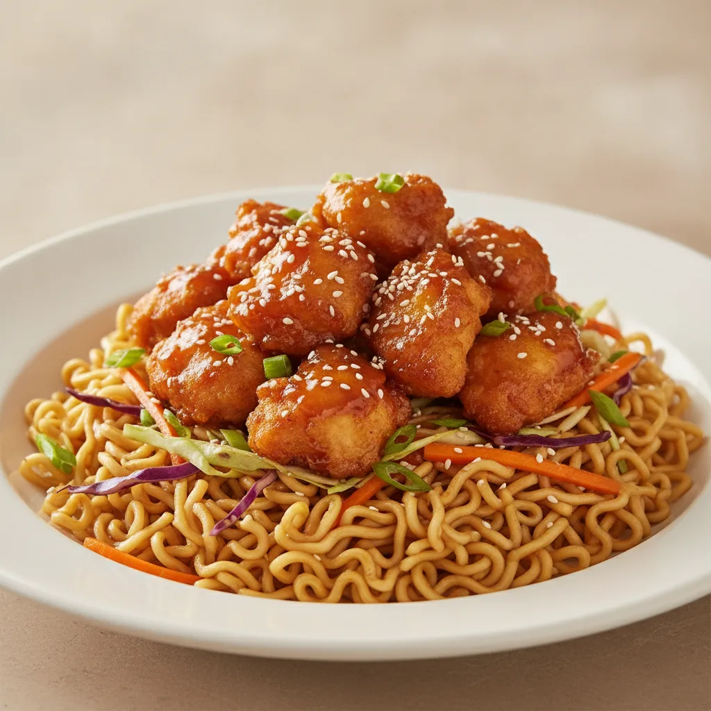 Teriyaki Noodles with Crispy Chicken Teriyaki Noodles with Crispy Chicken