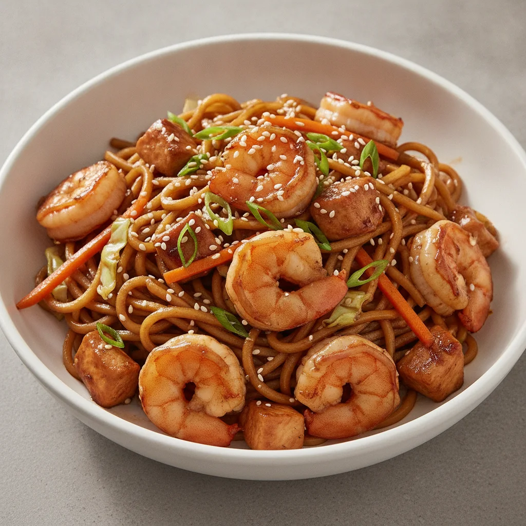 Teriyaki Noodles with Chicken & Shrimp Teriyaki Noodles with Chicken & Shrimp