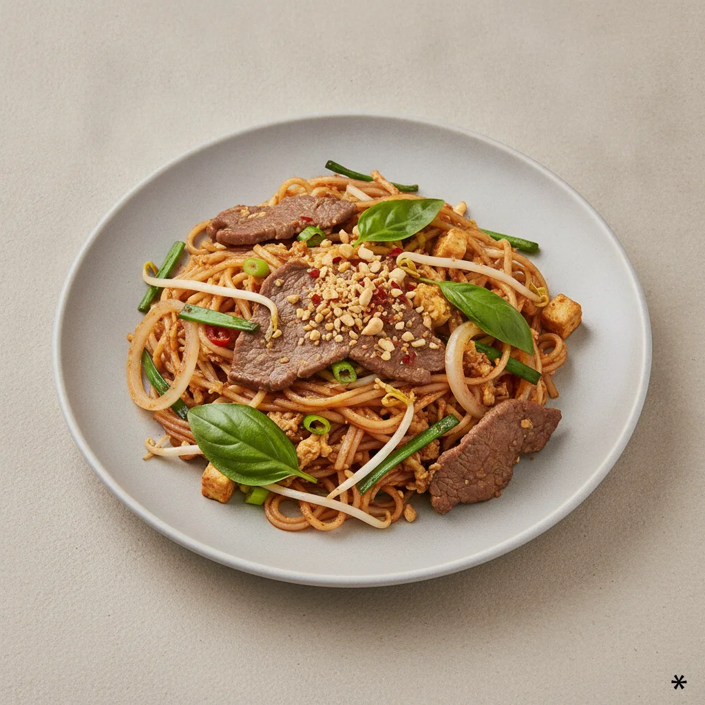 Basil Pad Thai (Gluten-Friendly) with Beef Basil Pad Thai (Gluten-Friendly) with Beef