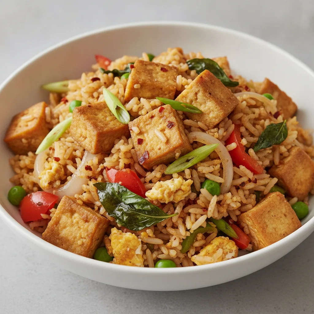 Basil Fried Rice with Tofu Basil Fried Rice with Tofu