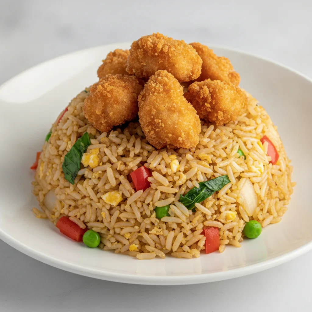 Basil Fried Rice with Crispy Chicken Basil Fried Rice with Crispy Chicken