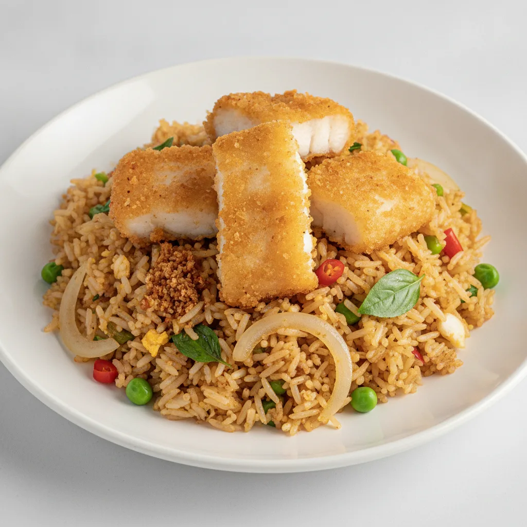 Basil Fried Rice with Crispy Fish Basil Fried Rice with Crispy Fish