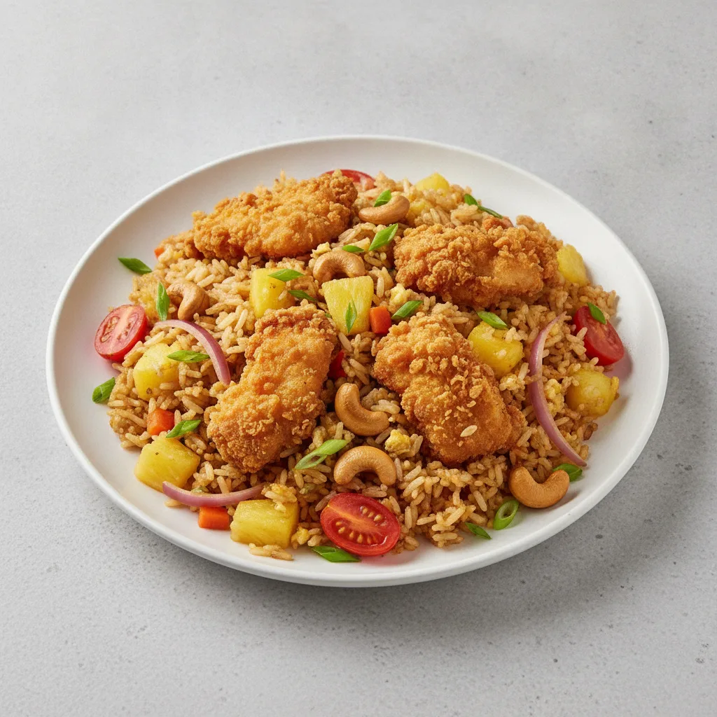 Pineapple Fried Rice with Crispy Chicken Pineapple Fried Rice with Crispy Chicken