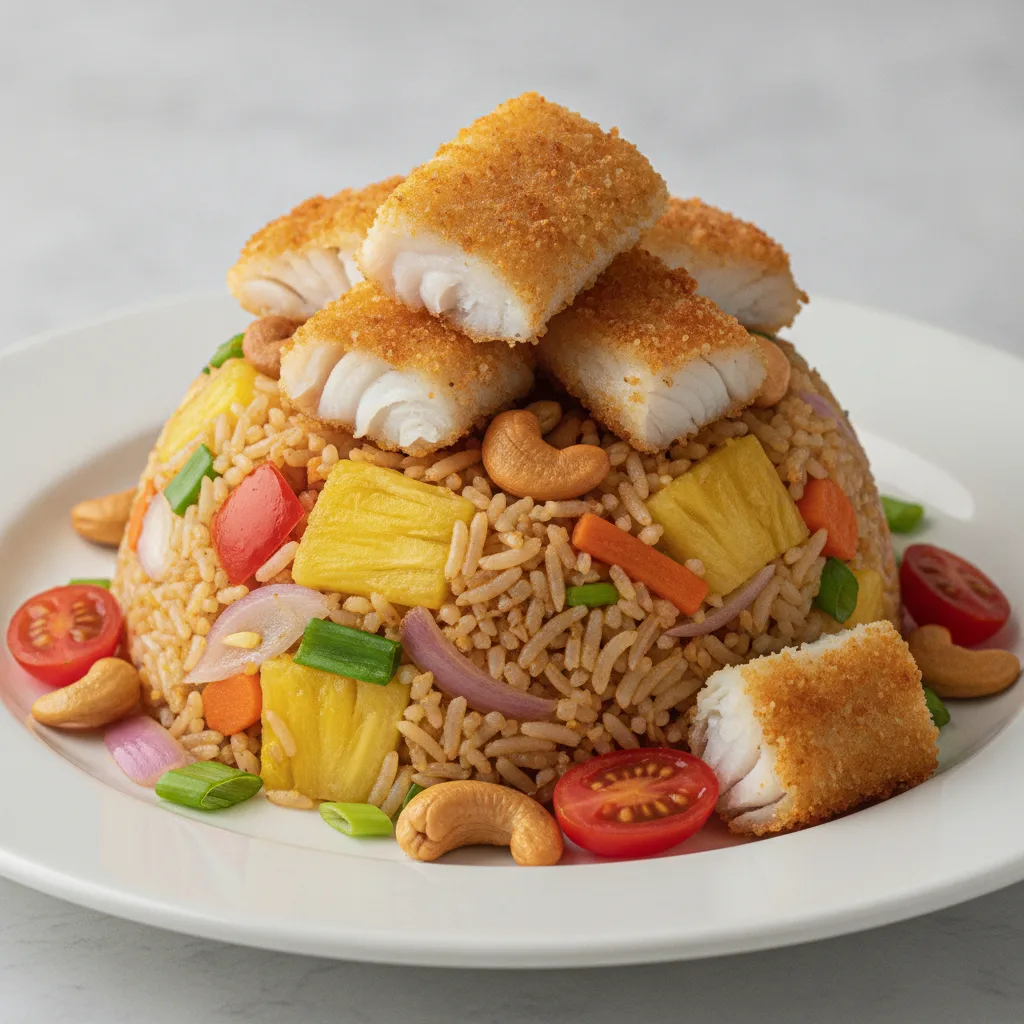 Pineapple Fried Rice with Crispy Fish Pineapple Fried Rice with Crispy Fish