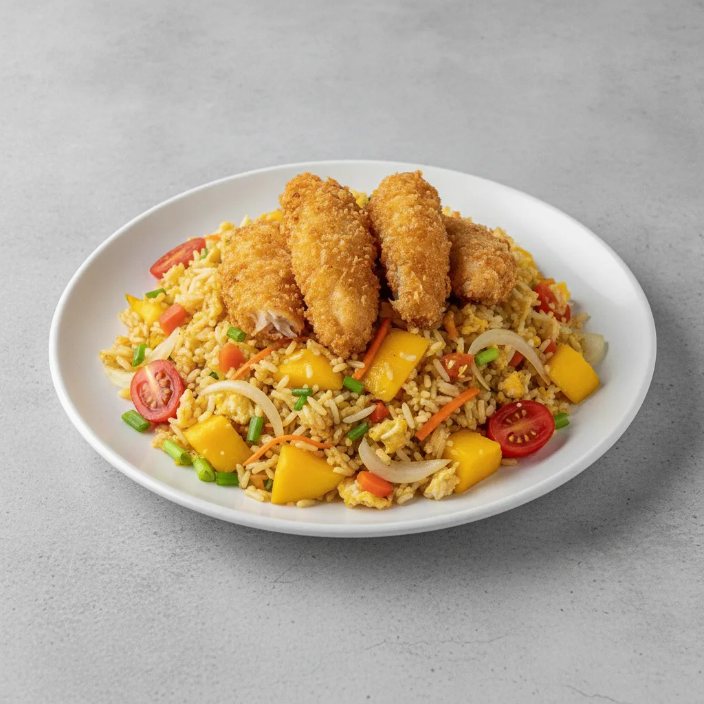 Mango Fried Rice with Crispy Fish Mango Fried Rice with Crispy Fish