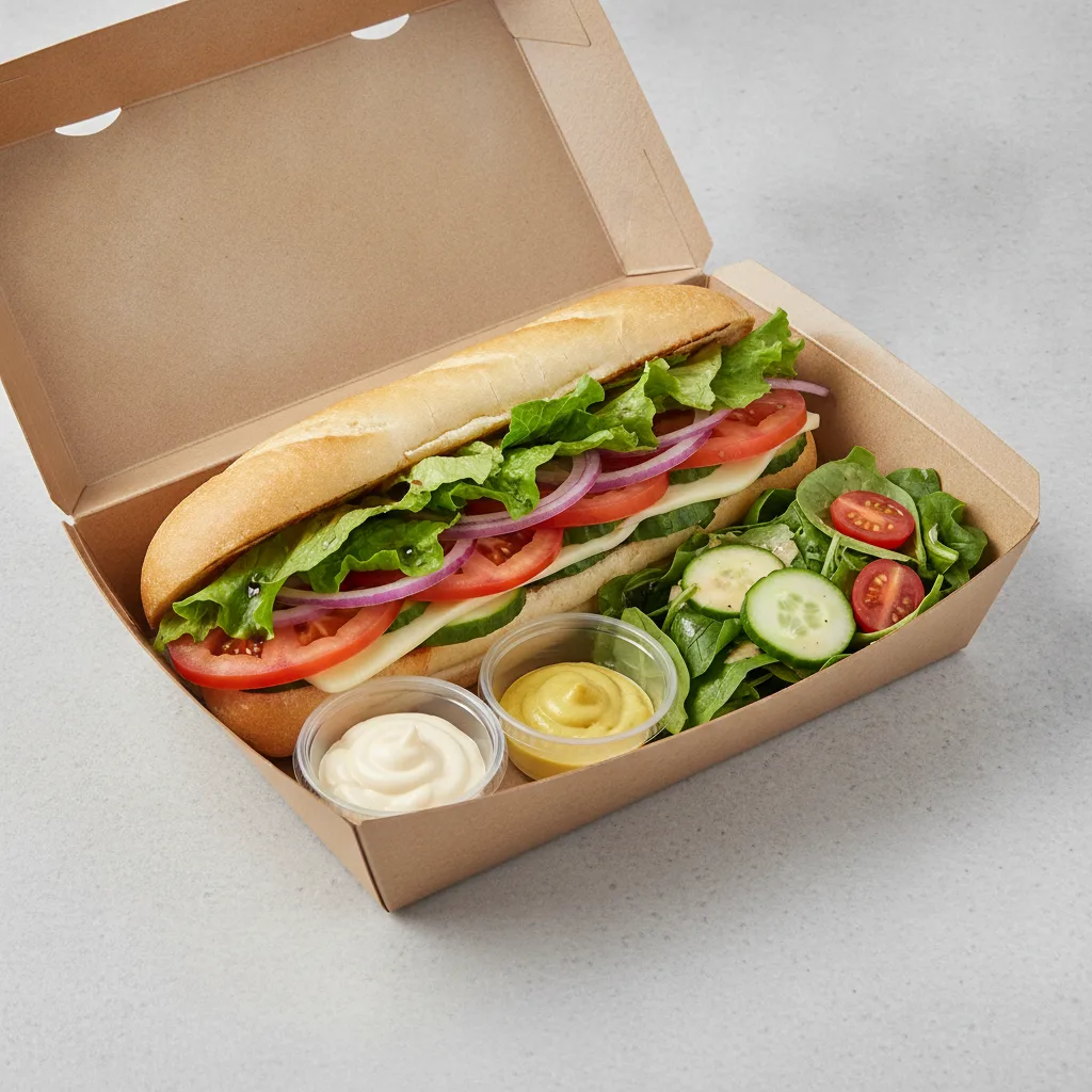Standard Rookie Box Lunch - Veggie with White Bread and Side Salad Standard Rookie Box Lunch - Veggie with White Bread and Side Salad