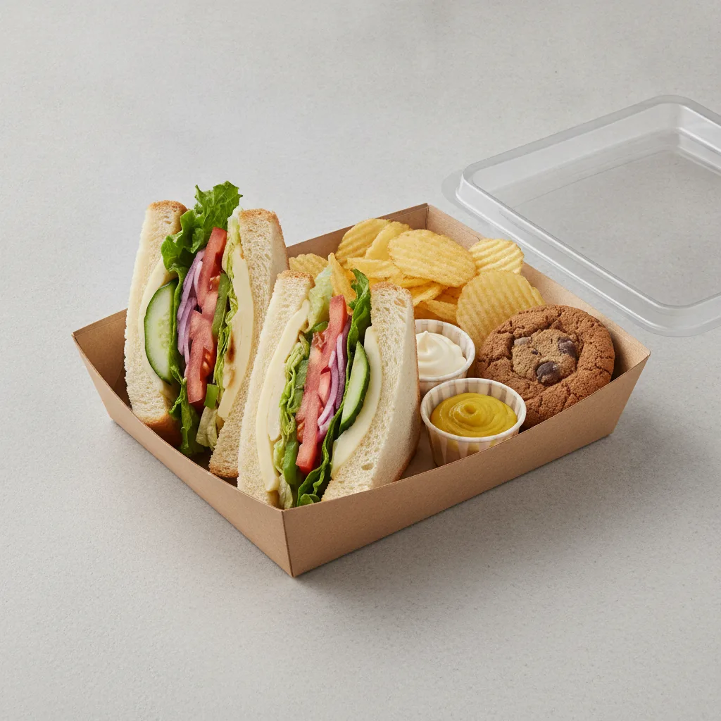 Veggie Lieutenant Box Lunch - White Bread, Chips and Assorted Cookie Veggie Lieutenant Box Lunch - White Bread, Chips and Assorted Cookie