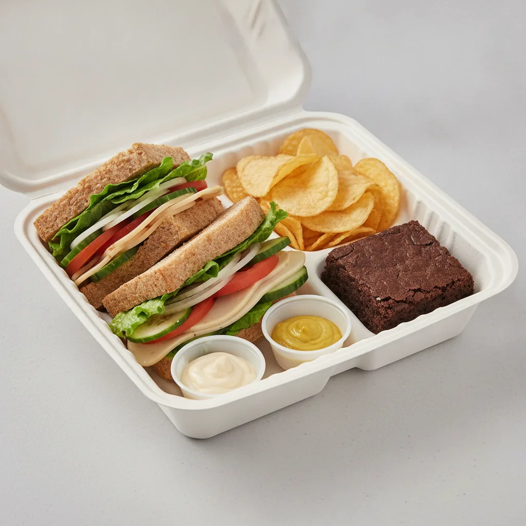 Veggie Lieutenant Box Lunch - Wheat Bread, Chips and Brownie Veggie Lieutenant Box Lunch - Wheat Bread, Chips and Brownie