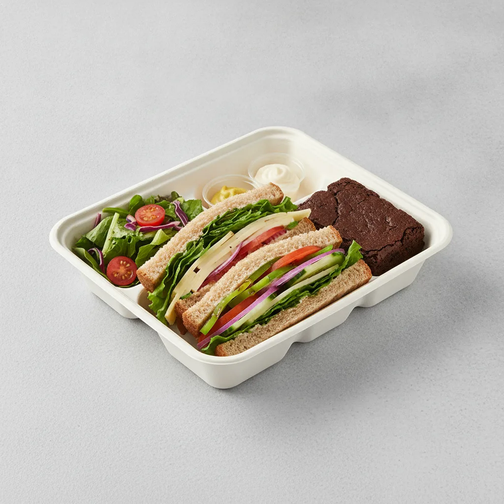 Veggie Lieutenant Box Lunch - Wheat Bread, Side Salad and Brownie Veggie Lieutenant Box Lunch - Wheat Bread, Side Salad and Brownie