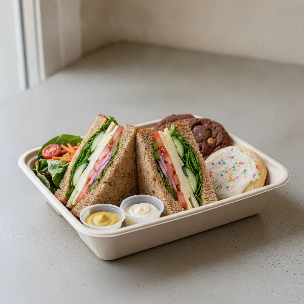 Veggie Lieutenant Box Lunch - Wheat Bread, Side Salad and Assorted Cookie Veggie Lieutenant Box Lunch - Wheat Bread, Side Salad and Assorted Cookie