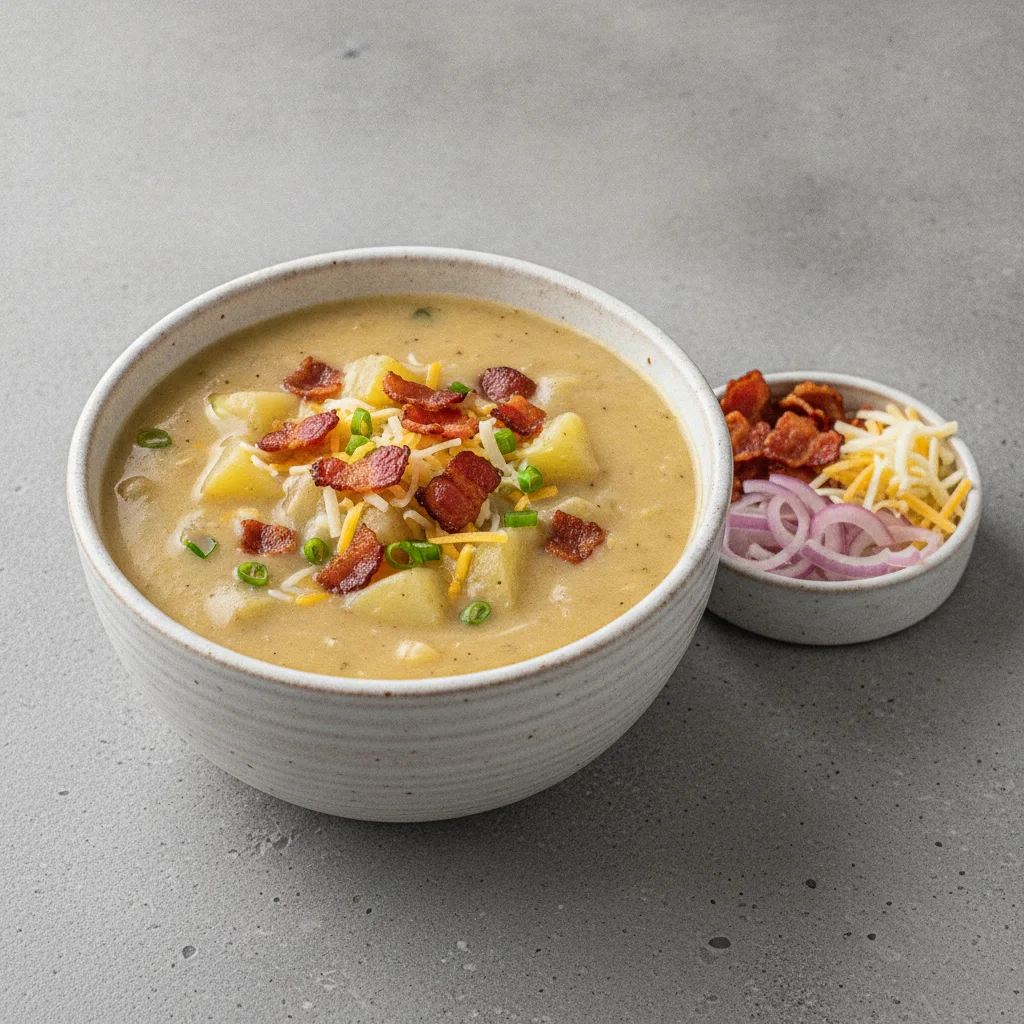 Cup of Loaded Potato Soup and Add Bacon, Cheese and Onion Cup of Loaded Potato Soup and Add Bacon, Cheese and Onion