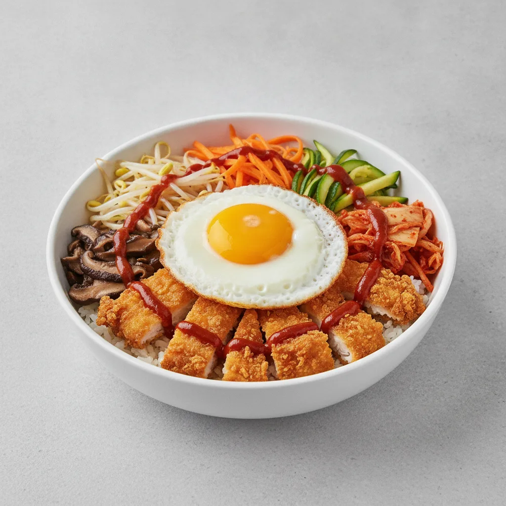 Korean Bibimbap with Crispy Chicken Korean Bibimbap with Crispy Chicken