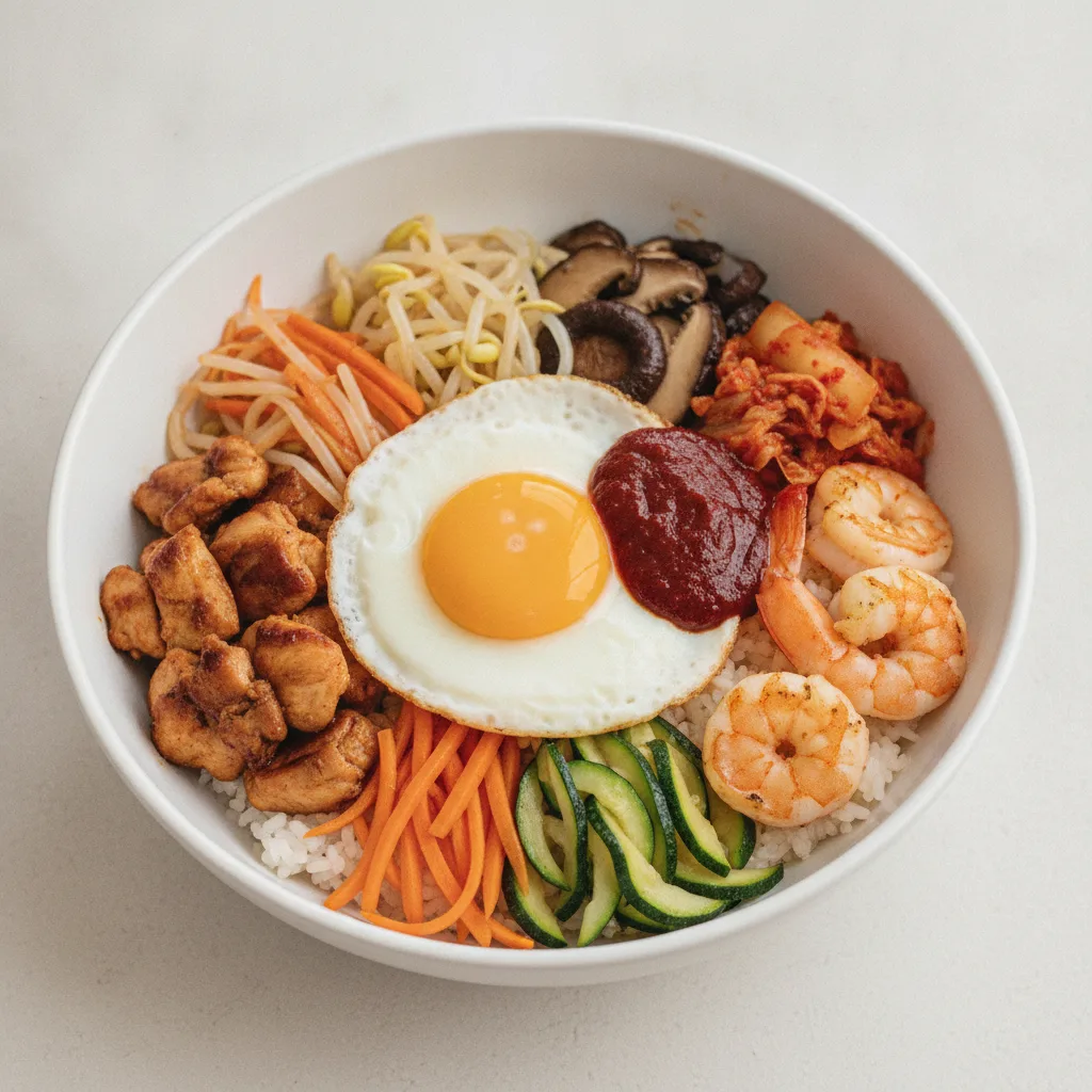 Korean Bibimbap with Chicken & Shrimp Korean Bibimbap with Chicken & Shrimp