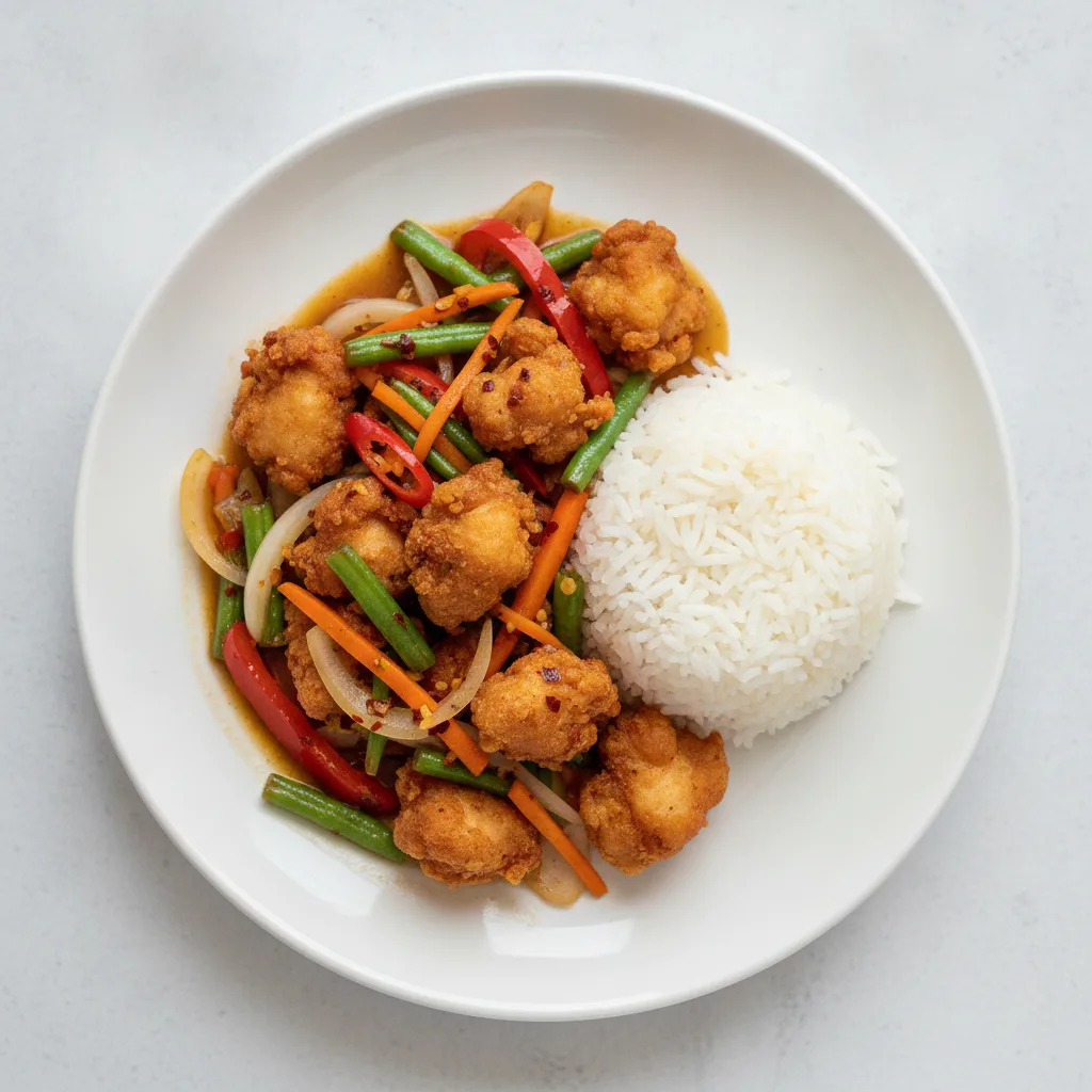 Spicy Basil Entree with Crispy Chicken Spicy Basil Entree with Crispy Chicken