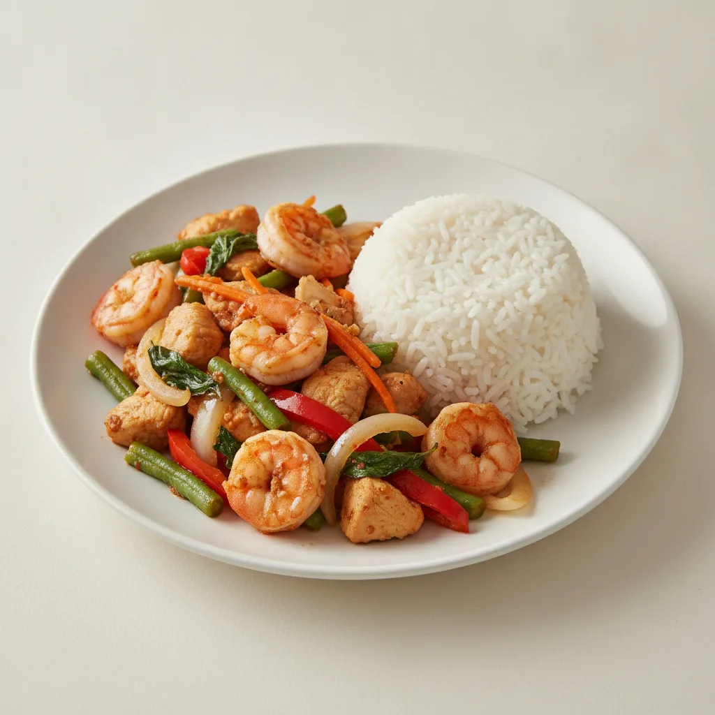 Spicy Basil Entree with Chicken & Shrimp Spicy Basil Entree with Chicken & Shrimp