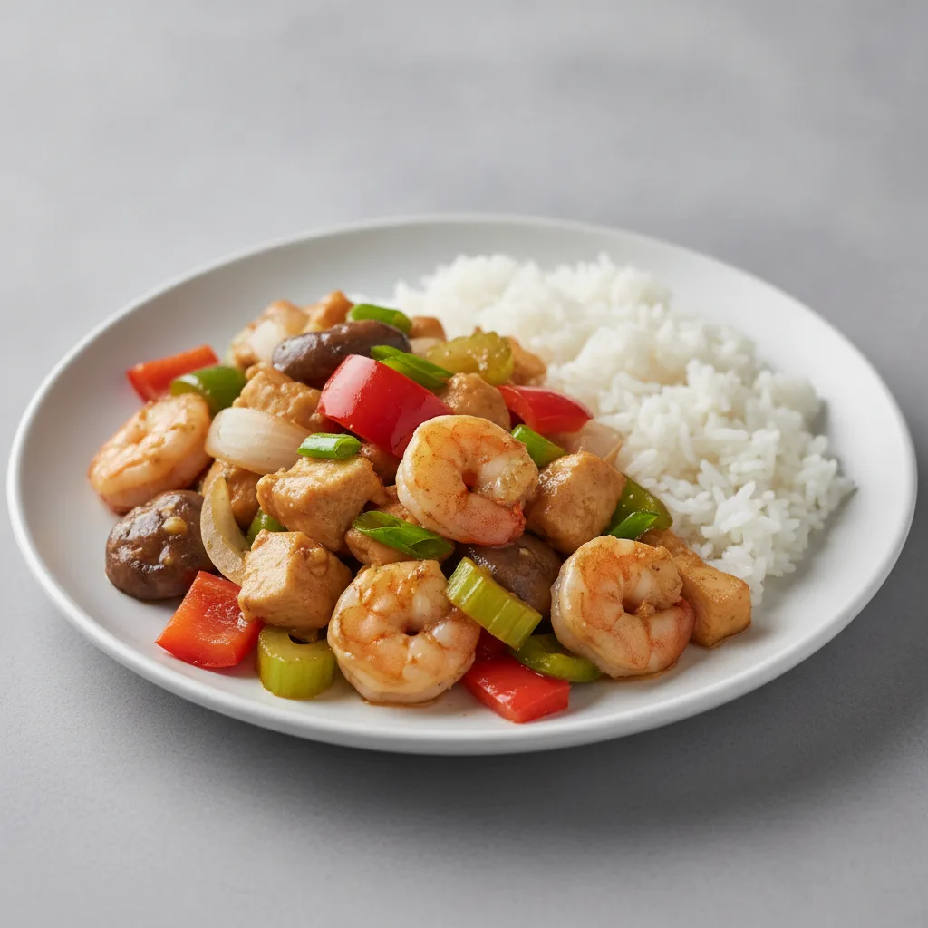 Zesty Ginger Entree with Chicken & Shrimp Zesty Ginger Entree with Chicken & Shrimp