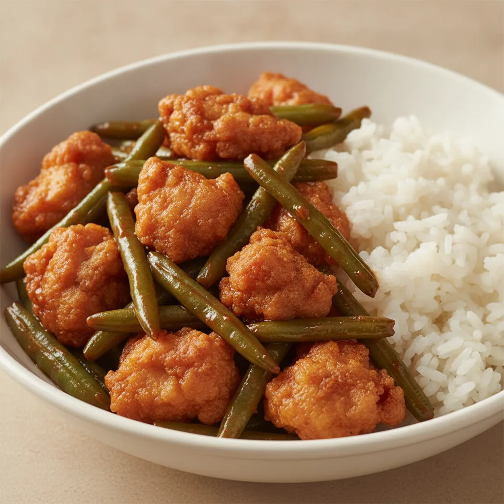String Bean Entree with Crispy Chicken String Bean Entree with Crispy Chicken