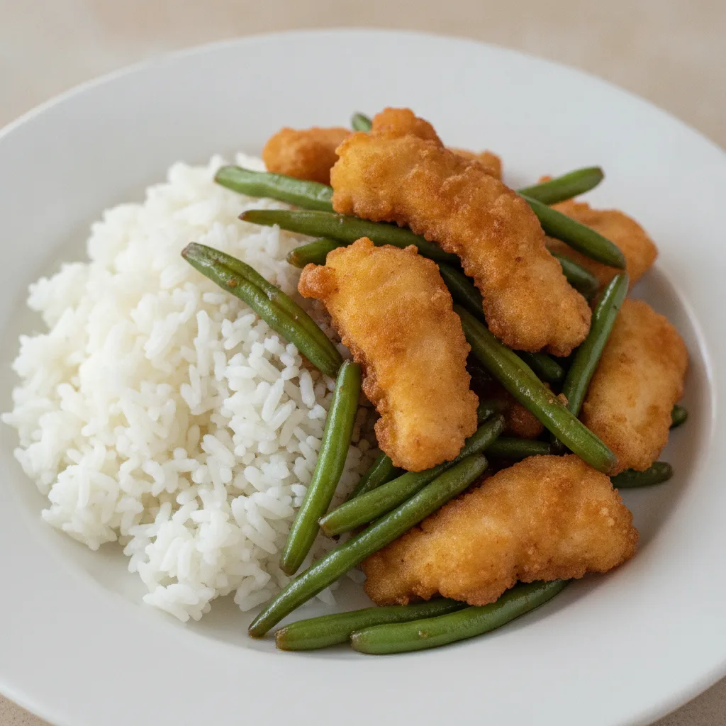 String Bean Entree with Crispy Fish String Bean Entree with Crispy Fish