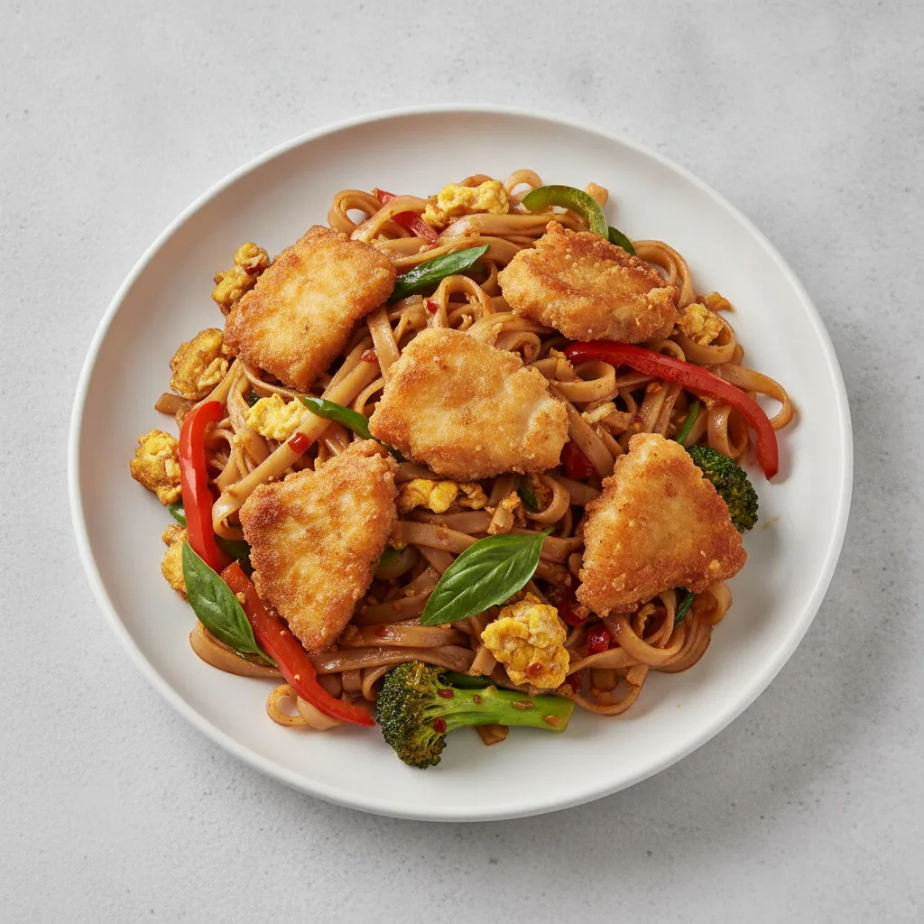 Drunken Noodles with Crispy Fish Drunken Noodles with Crispy Fish