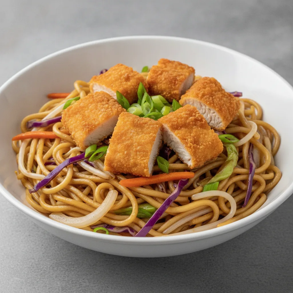 Lo Mein with Crispy Chicken Lo Mein with Crispy Chicken