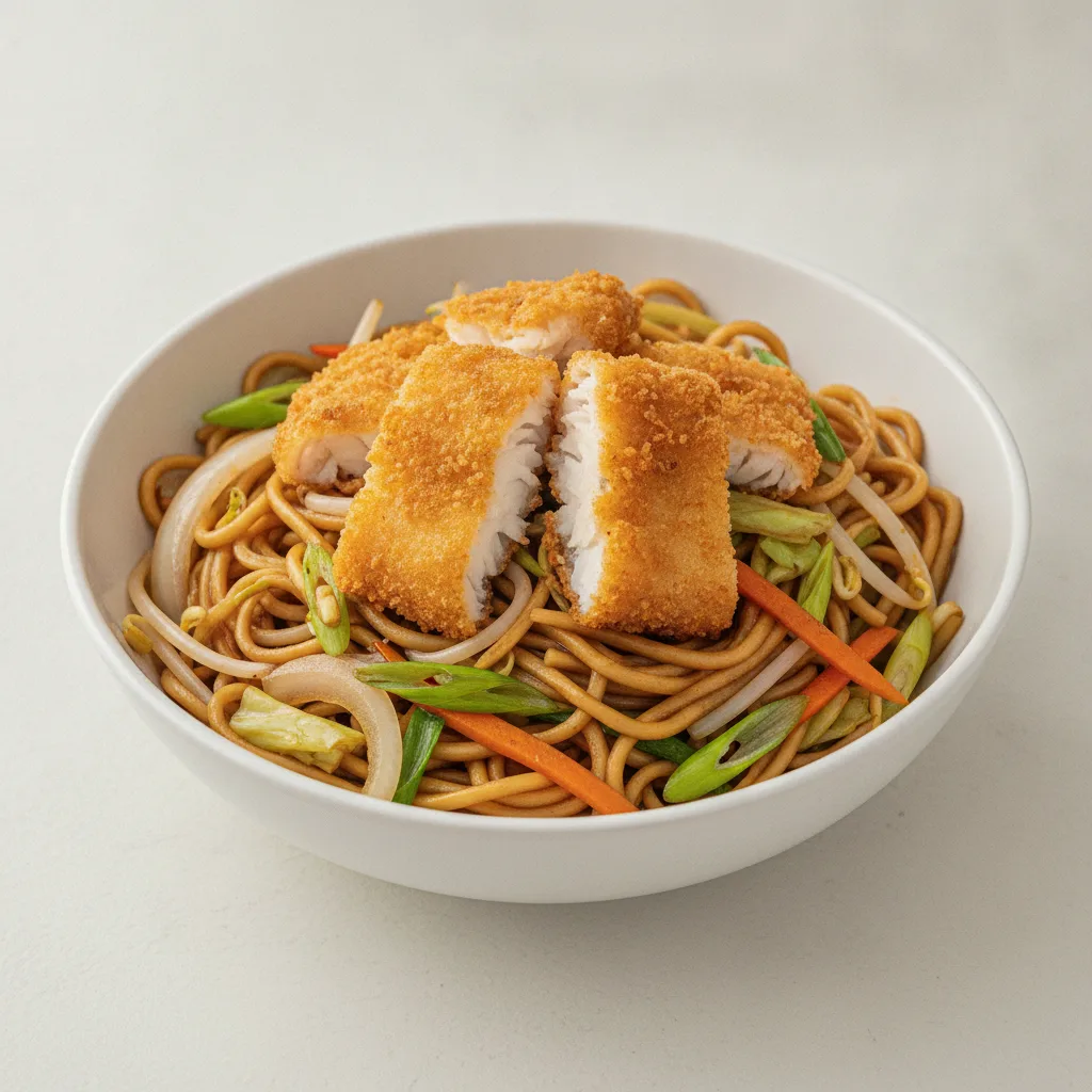 Lo Mein with Crispy Fish Lo Mein with Crispy Fish