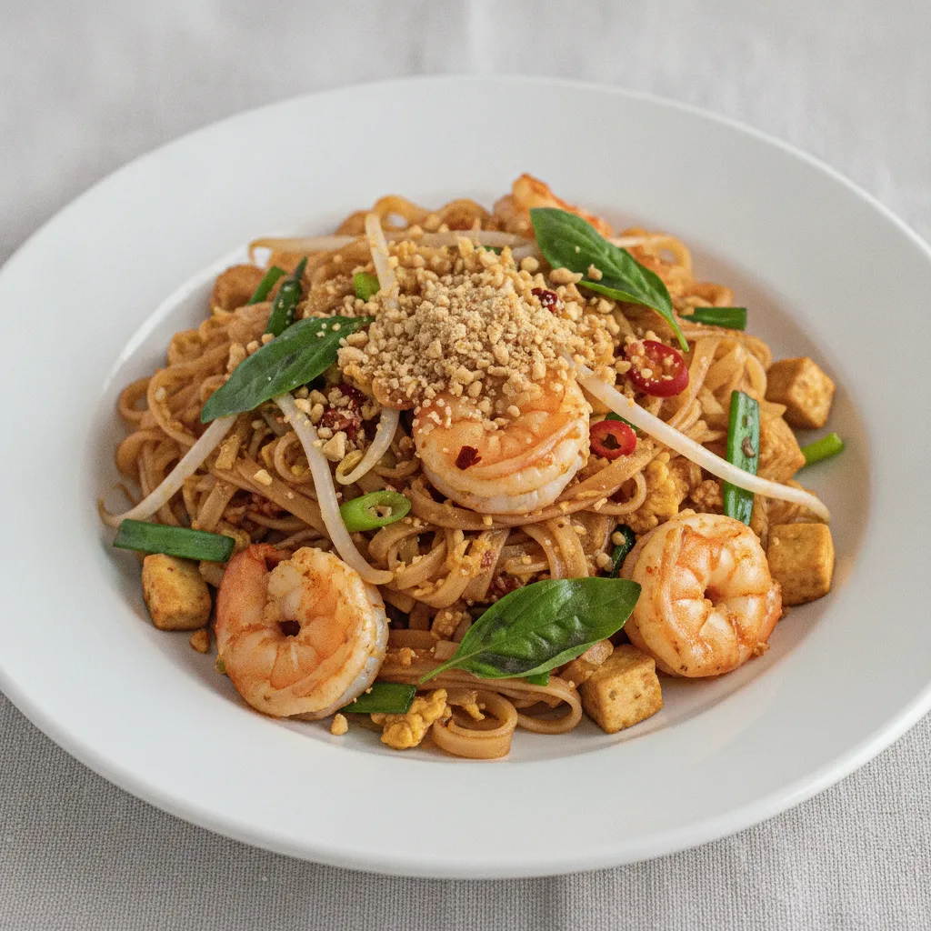 Basil Pad Thai with Shrimp Basil Pad Thai with Shrimp