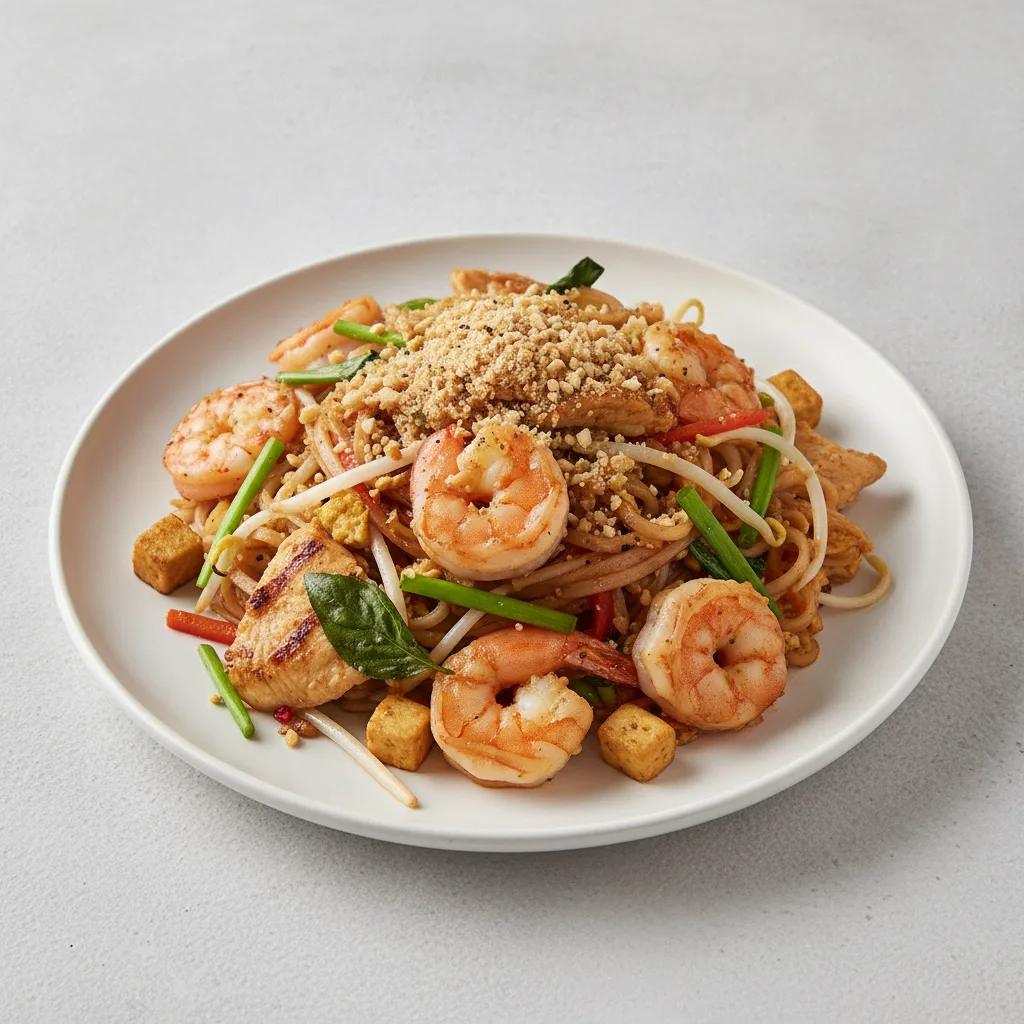 Basil Pad Thai with Chicken & Shrimp Basil Pad Thai with Chicken & Shrimp